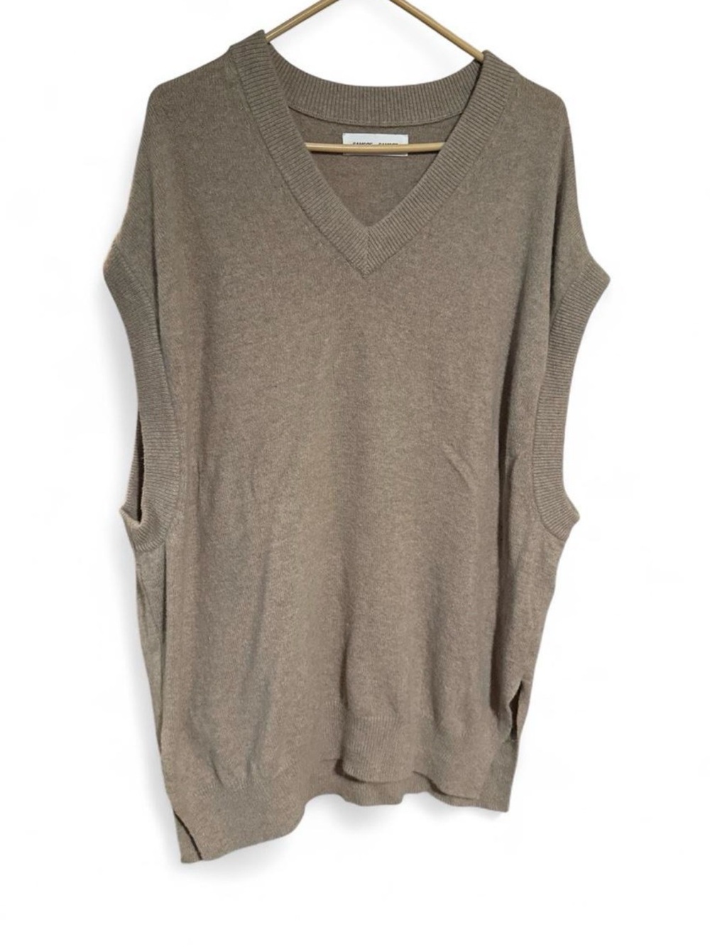 SAMSOE Taupe V-Neck Sleeveless Knit Vest